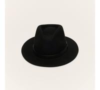 Liquorish Women's Wool Felt Fedora Hat with Leather Band in Black | Size: Small Liquorish Black S