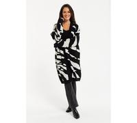 Liquorish Zebra-Print Long Open Cardigan In Black&white Black
