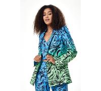 Liquorish Zebra Print Ombre Blazer In Blue And Green Blue