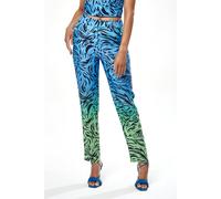Liquorish Women's Zebra Print Ombre Trosuers in Blue | Size: 14 Liquorish Multicolor 14
