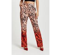 Liquorish Women's Zebra Print Suit Trousers With Slit Detail In Orange & Nude in Red | Size: 10 Liquorish Red 10