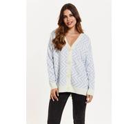Liquorish Women's Zig Zag Pattern Cardigan Blue&White in White Liquorish White One Size