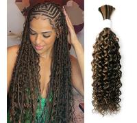 Liqusee Curly Water Wave 1B/30 Human Braided Hair 100g One Pack/Pack Human Hair Braiding Without Weft Micro Human Hair Wet and Wavy for Boho Braids (2