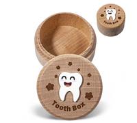 LIQWEI 1 Pc 3D Carved Tooth Fairy Box, Wood Tooth Storage Boxs Fairy Holder, Teeth Keepsake Box Cute for Kids' First Lost Teeth Gifts for Birthdays Baby Shower Holiday