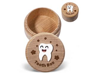 LIQWEI 1 Pc 3D Carved Tooth Fairy Box, Wood Tooth Storage Boxs Fairy Holder, Teeth Keepsake Box Cute for Kids' First Lost Teeth Gifts for Birthdays Baby Shower Holiday