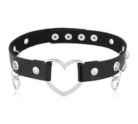 LIQWEI 1 Pc Heart Choker Leather Necklace, Black Heart Choker Adjustable Pu Necklace, Chokers With Pendant Necklaces Jewelry For Party Cosplay Decorations Women Gifts