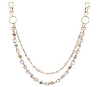LIQWEI 1 Pc Layered Pants Wallet Chains, Pants Chain Gold Silver Rhinestone Flower Pearl Jean Pocket Chain, Bag Charms Jeans Accessory For Women Men Pocket Pant Jewelry, M, Alumide, No Gemstone
