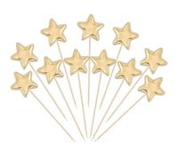 LIQWEI 100 PCS Gold Stars Cupcake Toppers, Glitter Star Cupcake Picks Mini Cake Toppers Food Decoration Birthday Party Cake Decorations for Wedding DIY Dessert Baby Shower