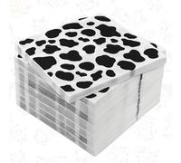 LIQWEI 200 Pieces Cow Print Napkins 2 Layers, 6,7x6,7in Farm Animal Cow Napkins, Disposable Animal Napkin Black & White Napkin for Birthday Party Baby Shower Theme Dinner