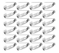 LIQWEI 200pcs Brooch Pin Backs, 20mm Silver Safety Bar Pins for Crafts, Metal Flat Back Locking Clasp for DIY Jewelry Making Badge Name Tag Tie Tacks Citation