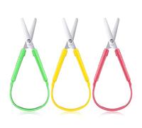 LIQWEI 3 PCS Mini Loop Scissors, 5.5" Self Opening Adaptive Scissors Colorful Kids Grip Scissor Set Right & Lefty Support for Children & Adults(Pink, Yellow, Green)
