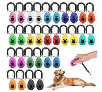LIQWEI 30 Pcs Dog Training Clicker, Pet Behavioral Training Clickers with Wrist Strap Bird Clicker Cat Clickers Puppy Trainings Supplies for Dogs Cats Horses Birds Behavioral Train Accessories