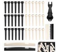 LIQWEI 36 PCS Acoustic Guitar Bridge Pins Pegs with 2 PCS Guitar Saddle Nut and Bridge Pin Puller Remover