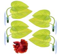 LIQWEI 4 Pcs Betta Fish Leaf Hammock, Betta Fish Tank Decorations Twin Leaf Design with Suction Cup, Simulating The Natural Habitat for Bettas Spawning Grounds Resting Hiding Playing