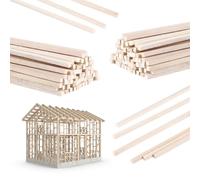 LIQWEI 50 Pieces Balsa Wood Sticks, 1/4 X 12 Inch Wooden Dowels Balsa Wood Sheet, Craft Sticks Wooden Squares for Crafts DIY Projects Models Making Supplies