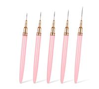 LIQWEI 5Pcs Nail Art Liner Brushes, Liner Brush For Nails Gel, Nail Art Striping Brushes, Thin Liner Nail Tools For Long Lines, Thin Details, Fine Drawing Sizes 4/8/12/20/25 mm(Pink)