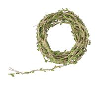 LIQWEI 66 Feet Natural Jute Twine Ribbon with Artificial Green Leaves, 5MM Burlap Leaf Ribbon Heavy Duty Perfect Braided Decorated Vine for Crafts Wedding Jungle Safari Party Home Decor