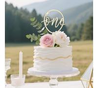 LIQWEI One Cake Toppers, Wooden 1st Birthday Cake Topper, One Sign 1st Birthday Cakes Decorating Supplies, Ones Sign Suitable for Baby Shower Favors, Party or Photo Props(Style B)