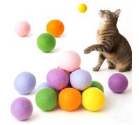 LIQWEI Pack of 12 Felt Balls Cats, 3 cm Pompoms Balls Cat Toy, Cat Balls Fil Colourful Soft Plush Cat Balls Indoor Cat Interactive Pom Poms DIY Creative Crafts