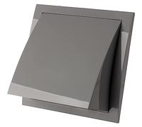 LIRAST Ø 125mm / 5 inch Grey Plastic Cowled Ventilation Grille - Air Vent Cover with Backdraught Shutter/Gravity Flap - External Grille with Round Spigot, Gray