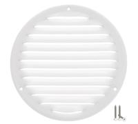 LIRAST 160mm Vent Cover White - 6 inch Wall Vent Cover with Insect Mesh - Round Ceiling Soffit Vents - External Vent Cover - Metal Ventilation Grilles - Air Vent Covers for Walls