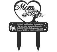 LIRAVENO Metal Grave Stakes Decoration - Black The Trees of Lifes Cemetery Markers for Human Loss Mother Heart Memorial Plaques Decor for Outdoor Garden Personalized Mom Sympathy Yard Remembrance Sign