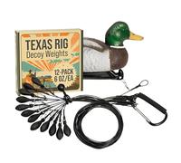 Lirben Texas Rig Decoy Weights (12-pack/48in/6oz) | Stealth Black Tangle-Free Anchors, Heavy-Duty Rustproof Stainless-Steel Cables, Compatible with Goose & Duck Decoys for Waterfowl Hunting