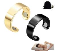 Lircofi Sömni Ring Women's Menopause, Sömni Ring Magnetic Rings Women, Adjustable Magnetic Therapy Rings, Sleep Aid Fatigue Reduction Made for Men and Women (Black), Stainless Steel, /