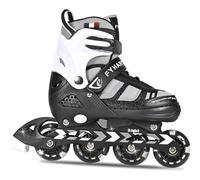 LIRENGUI Einstellbare Kinder Inline Skates für Jungen Mädchen, 4-Rollen Inline Skates für Jugendliche & Erwachsene mit leuchtenden Rädern für drinnen draußen Sport Freizeit, Schwarz Weiß