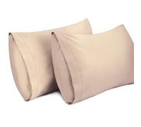Lirex 2 Pack Pillow Cases, 100% Cotton Breathable Pillowcases Pillow Covers, 50 x 75 cm Queen Size (Light Coffee, Queen)