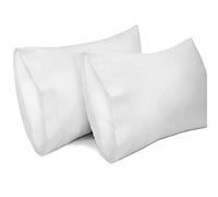 Lirex 2 Pack Pillow Cases, 100% Cotton Breathable Pillowcases Pillow Covers, 50 x 75 cm Queen Size (White, Queen)