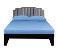 Lirex Double Cotton Fitted Sheet,100% Cotton 300 Thread Count Soft Breathable Deep Pocket up to 12" / 30cm,Sky Blue