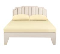 Lirex Double Cotton Fitted Sheet,100% Cotton 300 Thread Count Soft Breathable Deep Pocket up to 12" / 30cm,Cream White