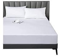 Lirex Double Cotton Fitted Sheet,100% Cotton 300 Thread Count Soft Breathable Deep Pocket up to 12" / 30cm,White