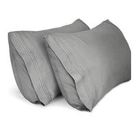 Lirex Extra Large Pillow Cases 2 Pack,1800 Thread Count Embroidered Soft Brushed Microfiber Pillowcases,Grey