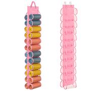 Lirex Hanging Yoga Legging Storage Organizer with 24 Pockets, Foldable Oxford Cloth Hanging Closet Organizer Shirts Jeans Storage Hanger Socks Holder for Family Closet Bedroom, Pink