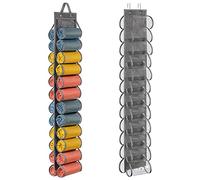 Lirex Hanging Yoga Legging Storage Organizer with 24 Pockets, Foldable Oxford Cloth Hanging Closet Organizer Shirts Jeans Storage Hanger Socks Holder for Family Closet Bedroom, Grey