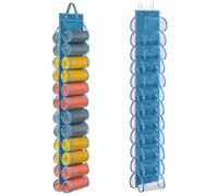 Lirex Hanging Yoga Legging Storage Organizer with 24 Pockets, Foldable Oxford Cloth Hanging Closet Organizer Shirts Jeans Storage Hanger Socks Holder for Family Closet Bedroom (Blue)
