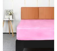 Lirex Satin Fitted Sheet, Luxurious Silky Smooth Polyester Bedding Soft Deep Pocket Bed Sheets Mattress Cover, Super King, Sakura Pink
