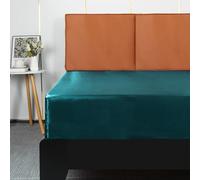 Lirex Satin Fitted Sheet, Luxurious Silky Smooth Polyester Bedding Soft Deep Pocket Bed Sheets Mattress Cover, Super King, Peacock Blue