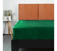Lirex Satin Fitted Sheet, Luxurious Silky Smooth Polyester Bedding Soft Deep Pocket Bed Sheets Mattress Cover, Single, Green