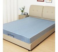 Lirex Satin Fitted Sheet, Silky & Soft Polyester Satin Weave Bed Sheets, 36 cm Deep Pocket with Elastic Corner Straps, King, Blue Daisy