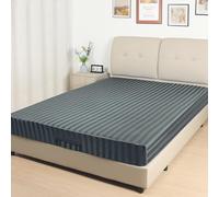 Lirex Satin Fitted Sheet, Silky & Soft Polyester Satin Weave Bed Sheets, 36 cm Deep Pocket with Elastic Corner Straps, Single, Dark Grey Stripes