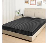 Lirex Satin Fitted Sheet, Silky & Soft Polyester Satin Weave Bed Sheets, 36 cm Deep Pocket with Elastic Corner Straps, Super King, Black Stripes