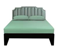 Lirex Single Fitted Sheet Cotton,100% Cotton 300 Thread Count Soft Breathable Deep Pocket up to 12" / 30cm,Light Green