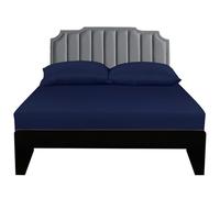 Lirex Super King Fitted Sheet,100% Cotton 300 Thread Count Soft Breathable Deep Pocket up to 12" / 30cm,Dark Blue