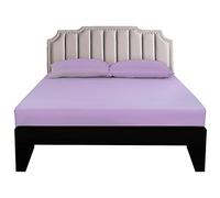 Lirex Super King Fitted Sheet,100% Cotton 300 Thread Count Soft Breathable Deep Pocket up to 12" / 30cm,Light Purple