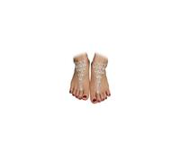 Lirgoriy 1 Pair Summer Sandals Barefoot Rhinestone Foot Chain Jewelry Beach Bride Ring Crystal Toe Chain Anklet Jewelry for Women and Girls, Metal, Rhinestone