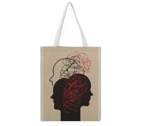 LIRHIQYGF Inner Dialogues of An Overthinker 01 Tote Bag Canvas Aesthetic Reusable Shopping Grocery Bags Shoulder Bag for Women Casual Handbag for Work Travel, 38x46CM