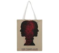 LIRHIQYGF Inner Dialogues of An Overthinker 03 Tote Bag Canvas Aesthetic Reusable Shopping Grocery Bags Shoulder Bag for Women Casual Handbag for Work Travel, 38x46CM